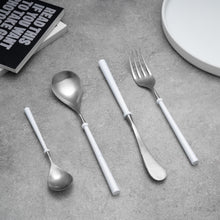 Load image into Gallery viewer, Portuguese White &amp; Silver Cutlery Set
