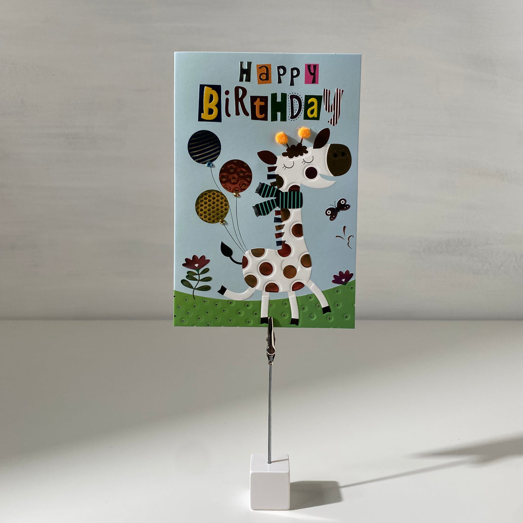 Embossed Colorful Giraffe Happy Birthday Gift Card