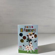 Load image into Gallery viewer, Embossed Colorful Giraffe Happy Birthday Gift Card
