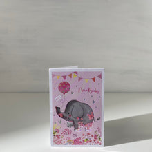 Load image into Gallery viewer, Sequinned Elephant &quot;New Baby Girl&quot; Gift Card
