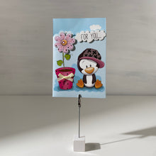 Load image into Gallery viewer, Embossed Penguin and Flower &quot;For You&quot; Gift Card
