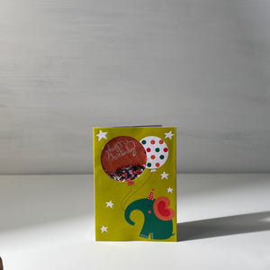 Elephant with Sequinned Birthday Balloon Gift Card