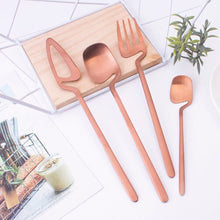 Load image into Gallery viewer, Rose Gold Matte Germanic Cutlery Set

