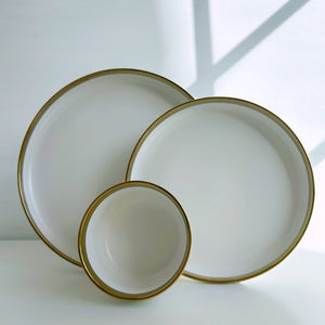 The White Pearl Plates Set of Three with Bowl