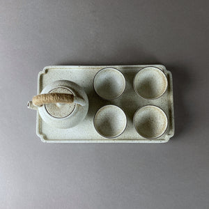 Mini Off White Ancient Japanese Tea Pot and Cups