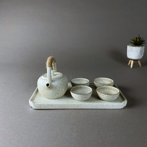 Mini Off White Ancient Japanese Tea Pot and Cups