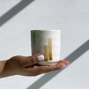 Sandy White & Yellow Stripes Japanese Style Coffee/Tea Cup