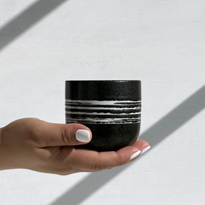Black & White Stripes Japanese Style Coffee/Tea Cup