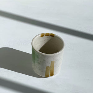 Sandy White & Yellow Stripes Japanese Style Coffee/Tea Cup