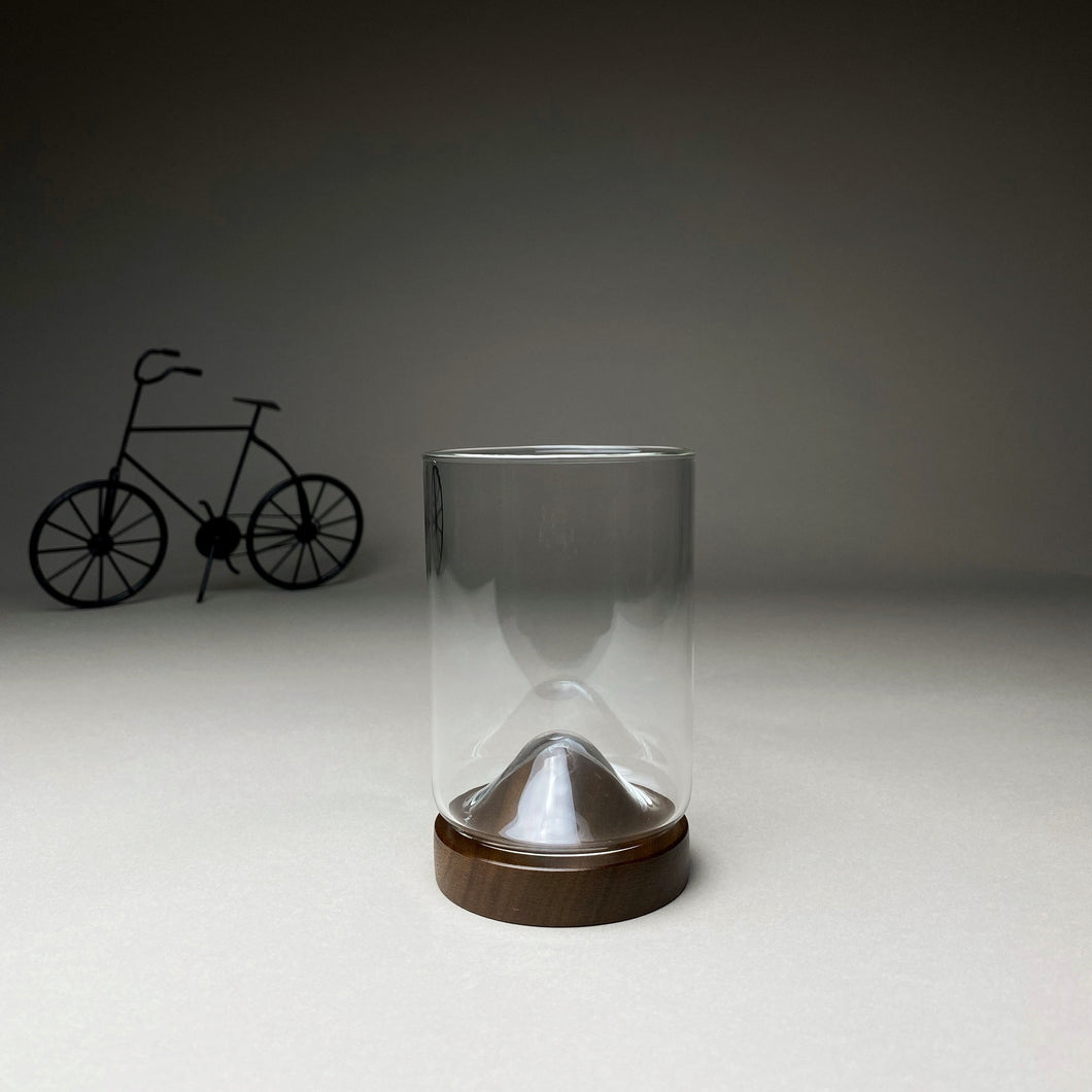 Glass with Dark Wooden Stand