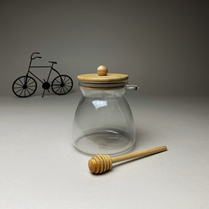 Honey Jar with Wooden Lid and Spoon