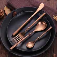 Load image into Gallery viewer, Portuguese Rose Gold Matte Cutlery Set
