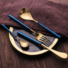 Load image into Gallery viewer, Portuguese Blue &amp; Gold Matte Cutlery Set
