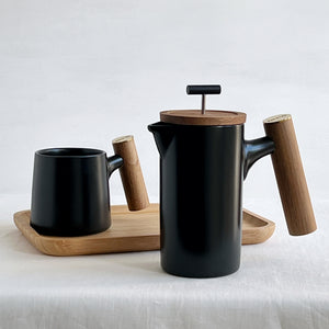 Black Matte Ceramic French Press Set