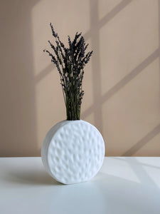 White Round Textured Vase