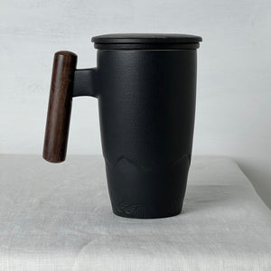 The Japanese Tall Black Mug with Infuser