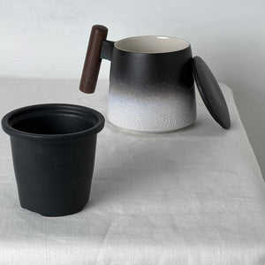 The Japanese Inflated Black & White Mug with Infuser