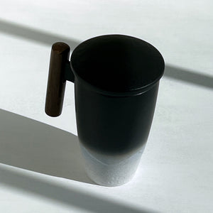 The Japanese Tall Black & White Mug with Infuser