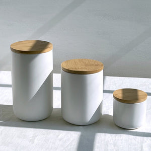 White Ceramic Jars Set of Three