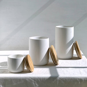 White Ceramic Jars Set of Three