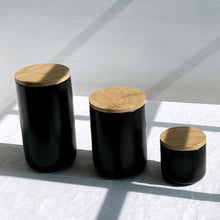 Load image into Gallery viewer, Black Ceramic Jars Set of Three
