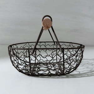 Mini Grey Vintage Wire Egg Basket