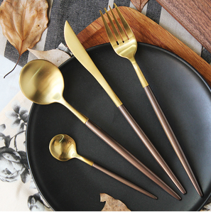 Brown & Gold Matte Cutlery Set