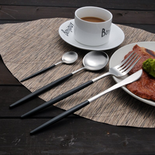 Load image into Gallery viewer, Black &amp; Silver Matte Cutlery Set
