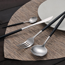 Load image into Gallery viewer, Black &amp; Silver Matte Cutlery Set
