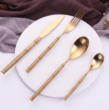 Load image into Gallery viewer, Bamboo Gold Matte Cutlery Set
