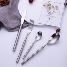 Load image into Gallery viewer, Bamboo Silver Cutlery Set
