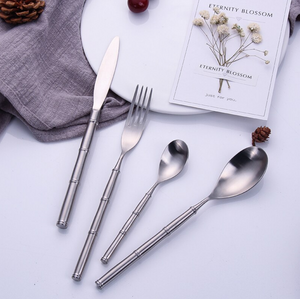 Bamboo Silver Cutlery Set