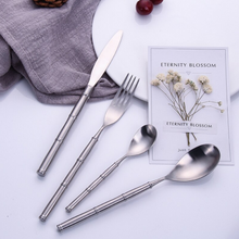 Load image into Gallery viewer, Bamboo Silver Cutlery Set
