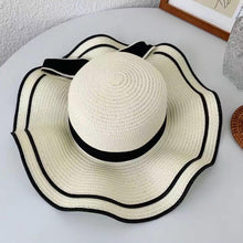 Load image into Gallery viewer, Korean Style Wavy White Beach Hat
