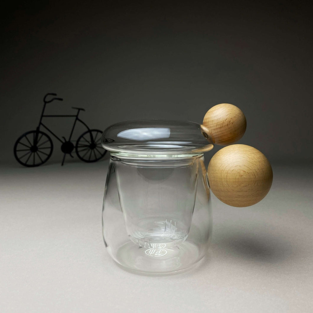Ball Handle Glass Mug with Tea Infuser and Lid