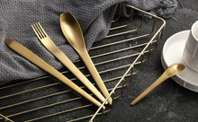 Load image into Gallery viewer, Japanese Style Gold Matte Cutlery Set
