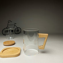 Load image into Gallery viewer, Glass Mug with Wooden Stand &amp; Lid
