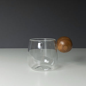 Dark Ball Handle Glass Mug with Tea Infuser and Lid
