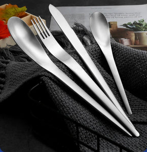 Japanese Style Silver Matte Cutlery Set